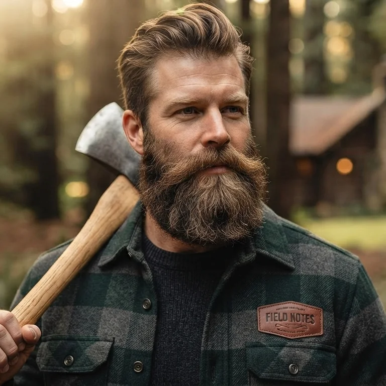 Full beard grooming design with sharp detailing
