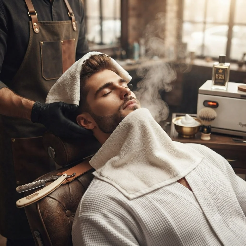 Relaxing hot towel wet shave process